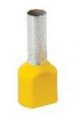 Twin Insulated Wire Ferrules, Series W, 18x2 AWG, Yellow, 15.1mm