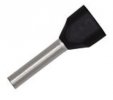 Twin Insulated Wire Ferrules, Series Din, 16x2 AWG, Black, 12mm
