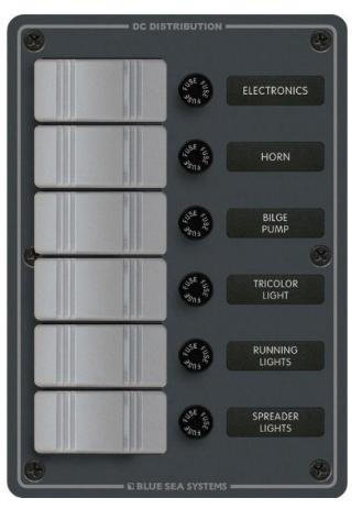 Blue Sea 8053, Waterproof Contura Switch Panel, 6 Position - Click Image to Close