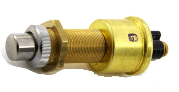 Cole Hersee M-490 Marine Push-Button Switch, Momentary Off-(On), SPST, Brass Casing