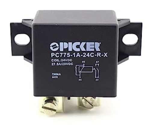 Picker 24CVPC775-1A-24C-R-X Power Relay, SPST, 50A, Dual Contact with Resistor